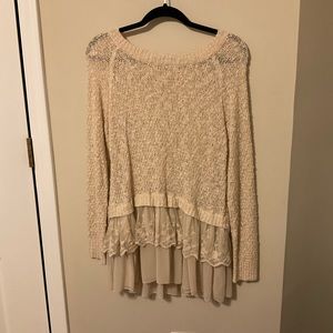 Double Zero ivory lace ruffle sweater